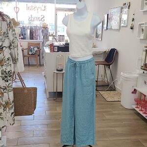 Zenana Outfitters Sky Blue Wide-Leg Drawstring Pants